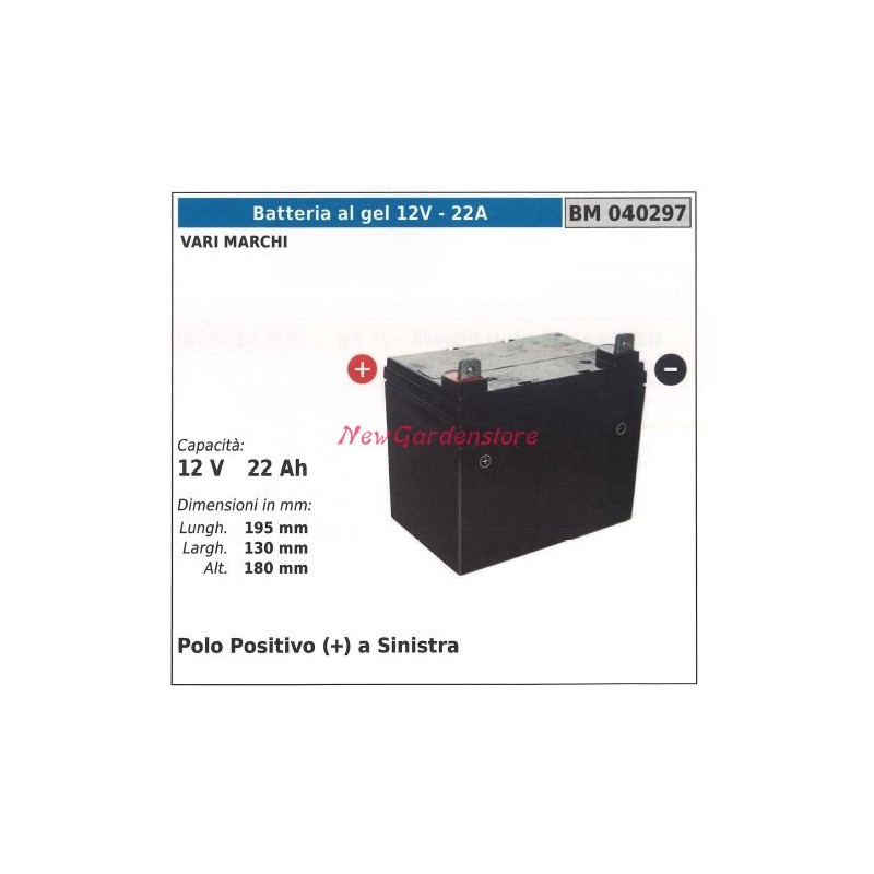 Batería 12V - 22A GEL para varias marcas 12v 22ah pértiga + izquierda 040297