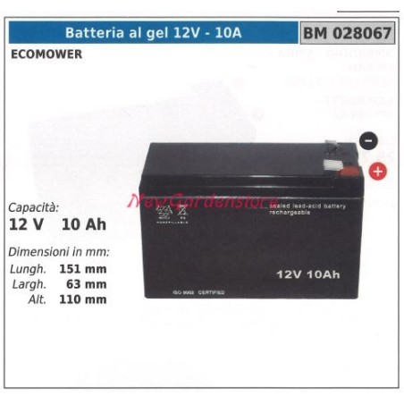 Batterie GEL ecomower 12V-10AH 028067 | Newgardenstore.eu