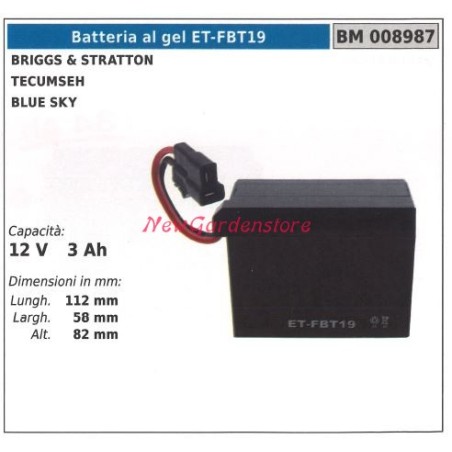 ET-FBT19 Batería de GEL para B&S TECUMSEH BLUE SKY 12V 3AH 008987