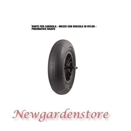 Wheel 40160 for wheelbarrow wheelbarrow hub nylon ribbed tyre 3.50x8 375x85 M14 | Newgardenstore.eu