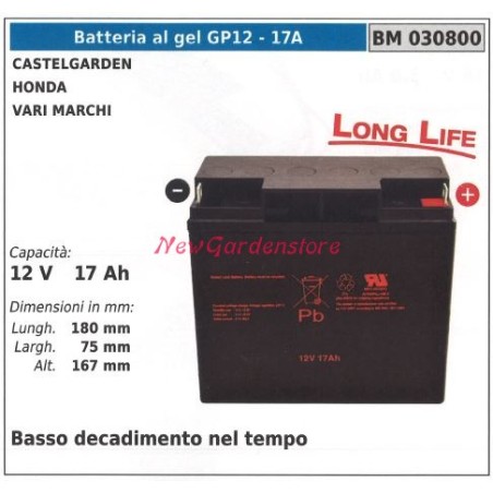 GP12 - 17A Batería de GEL CASTELGARDEN HONDA para varias marcas 030800 | Newgardenstore.eu