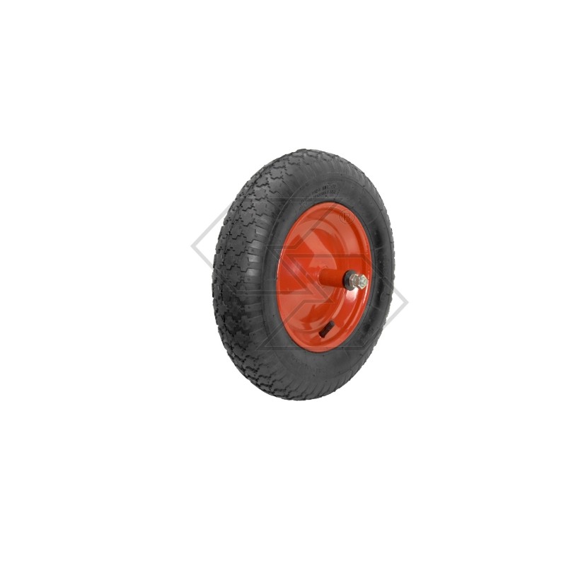 Wheel with tyre for wheelbarrow trolley for motor mower