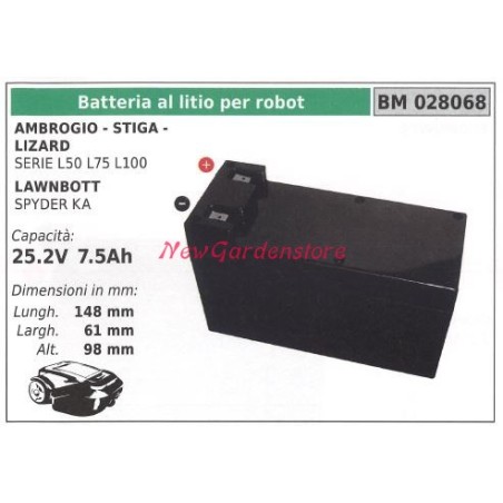 Lithium-Batterie für Roboter pr stiga lizard Serie l50 75 100 lawnbott 028068 | Newgardenstore.eu
