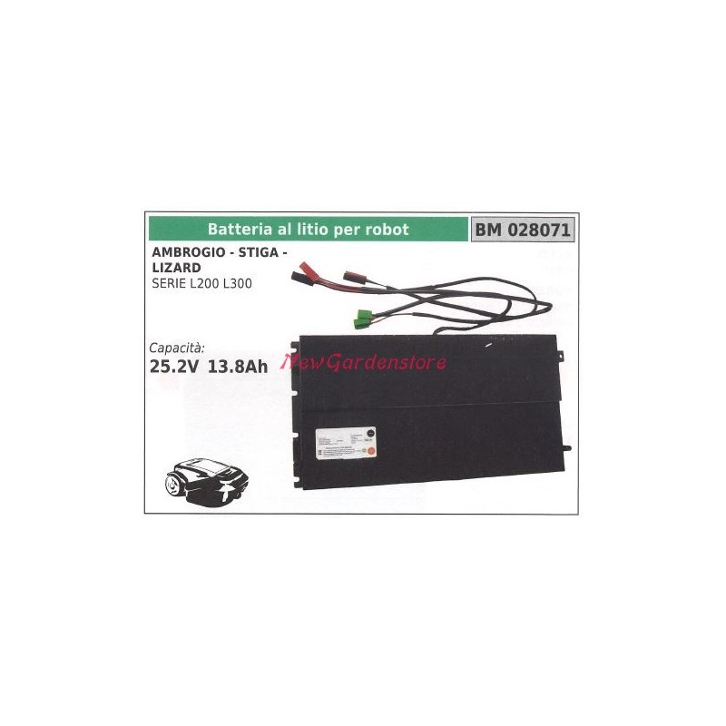 Batteria al litio per robot serie L200 L300 ambrogio stiga lizard 028071