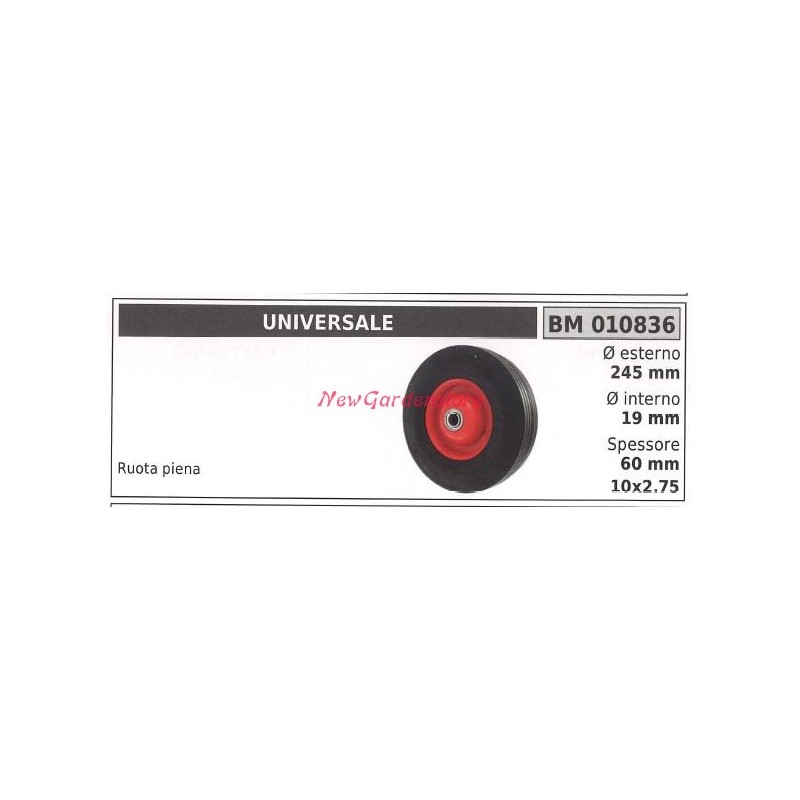 Roue universelle 245mm Ø  extérieur 19mm Ø  intérieur 60mm épaisseur 10x2.75 010836