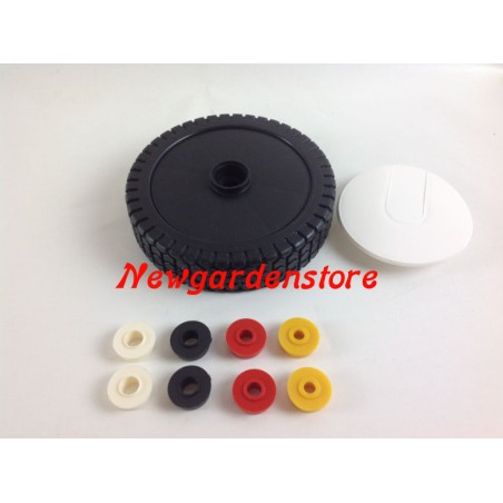 Universal plastic mower wheel 180mm 8 reduction bushings | Newgardenstore.eu