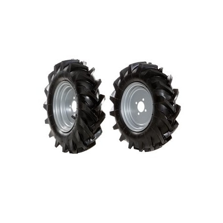 Pair of 4.00-8 tyred wheels fixed disc for walking tractor NIBBI 115 - 160 | Newgardenstore.eu