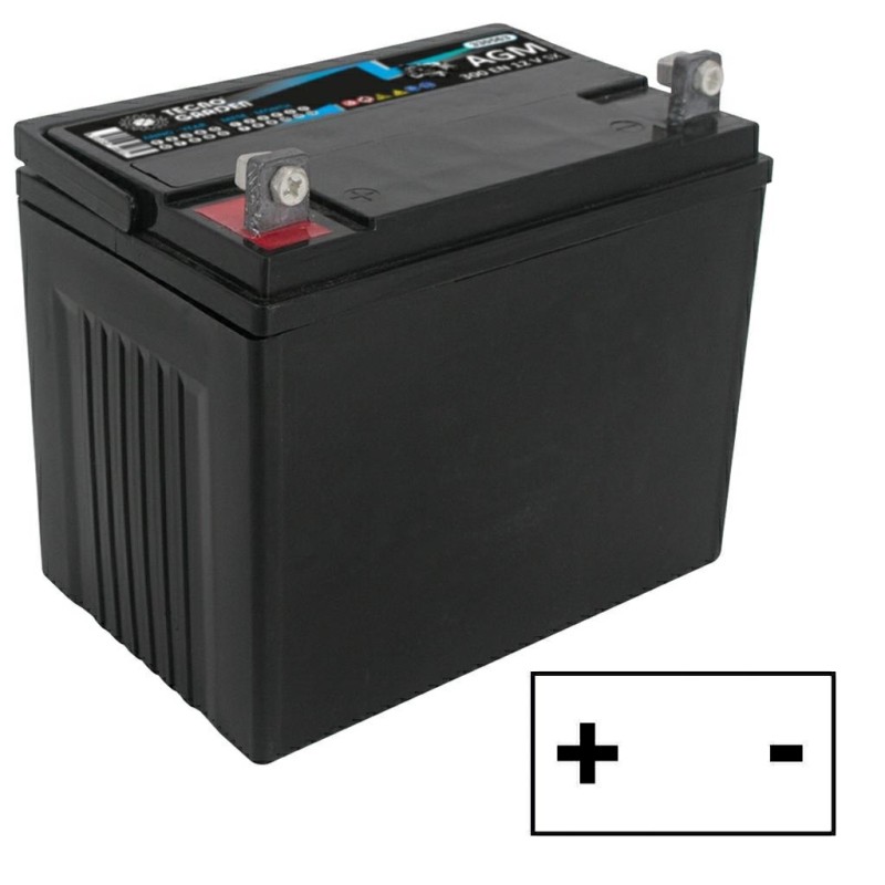 Batteria avviamento sigillata trattorino rasaerba 12V 24AH polo positivo dx