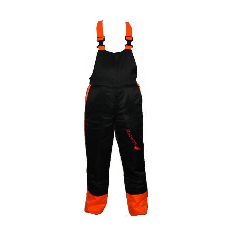 Cut-resistant dungarees for forestry use available in various sizes