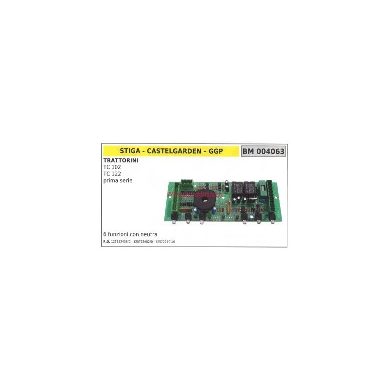 Electronic board CASTELGARDEN tractor TC 102 122 first series 004063