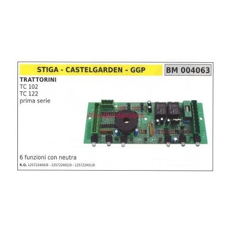 Carte électronique CASTELGARDEN tracteur TC 102 122 première série 004063 | Newgardenstore.eu