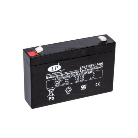 Electric battery for various AGM models FG10701 7 Ah 6 V pole + left | Newgardenstore.eu