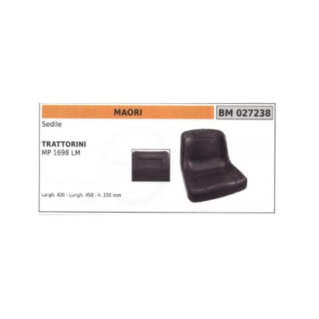 MAORI asiento para tractor de césped MP1698LM anchura 420 mm longitud 450 mm h. 330 mm | Newgardenstore.eu