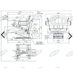 Seat 3 series wrap-around sky seat for AMA agricultural tractor 75605 | Newgardenstore.eu