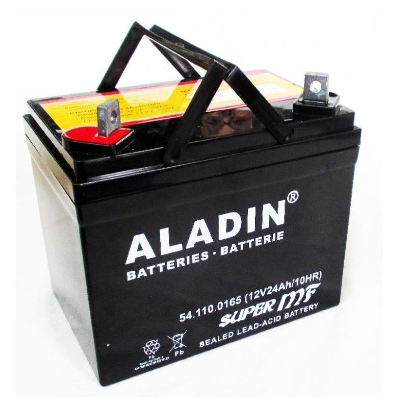 ALADIN 12V 22Ah hermetische Gelbatterie links Pluspol für Rasentraktor