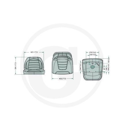 Seat for lawn tractor compatible various PVC models 25270290