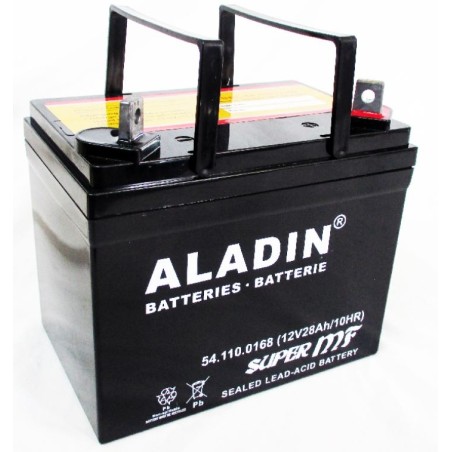 ALADIN 12V 28Ah hermetische Gel-Batterie rechts Pluspol für Rasentraktor | Newgardenstore.eu