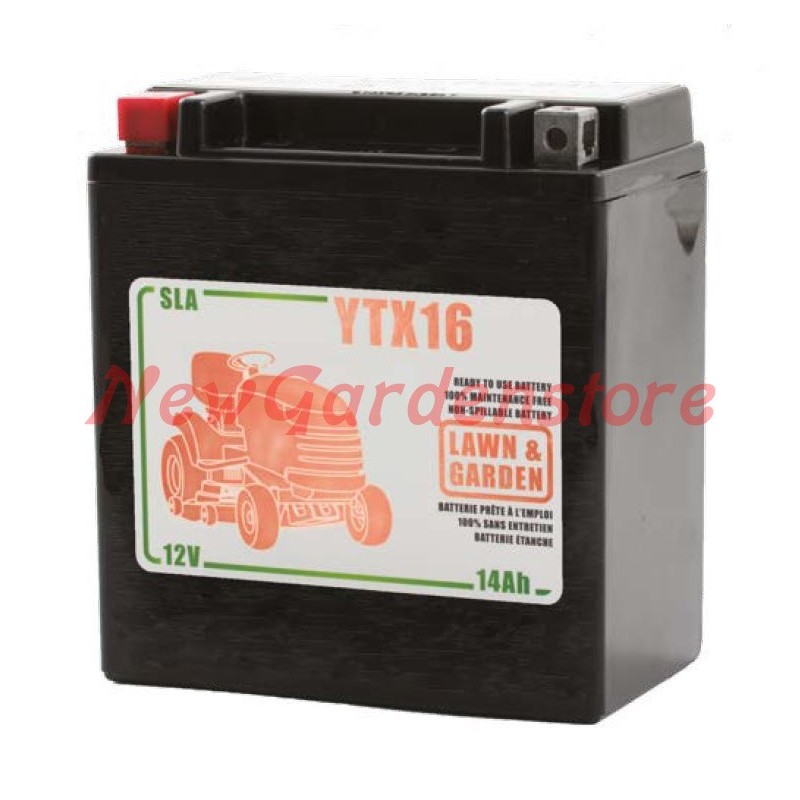 12V/14Ah Gel-Batterie Pluspol links laden 310011 Mähtraktor