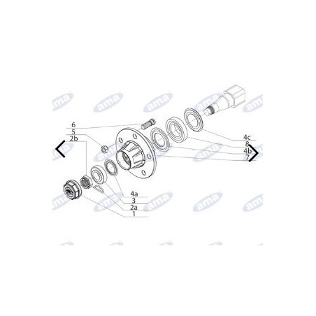 Semieje sin freno 1400 mm tipo 5 agujeros para remolque y cisterna AMA 11687 | Newgardenstore.eu