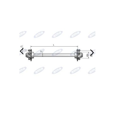 Brakeless half-shaft 1400 mm type 5-hole for AMA trailer and tank 11687