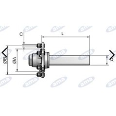 Axle shaft without brake type 4-hole fiat for trailer and tank AMA 11680