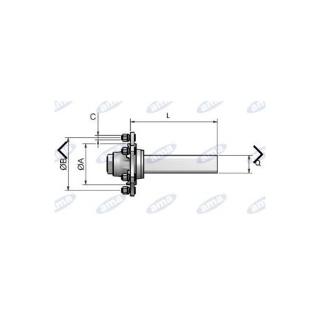 Achswelle ohne Bremse Typ 4-Loch-Fiat für AMA-Anhänger und -Tankwagen 11680 | Newgardenstore.eu