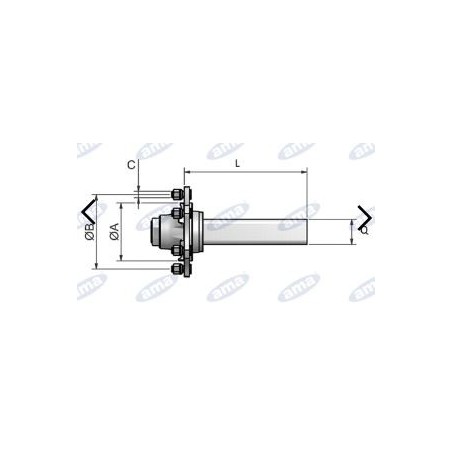 Axle shaft without brake type 4-hole fiat for trailer and tank AMA 11680 | Newgardenstore.eu