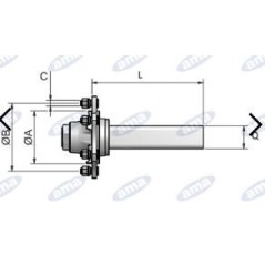 Brakeless axle shaft type 5-hole 200 mm for trailer and tank AMA 11684 | Newgardenstore.eu