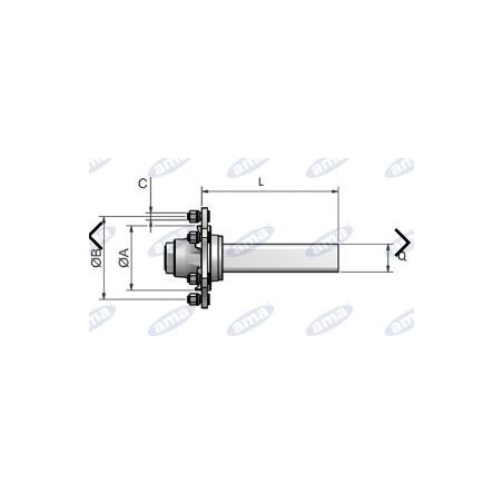 Eje sin freno tipo 5 agujeros 200 mm para remolque y cisterna AMA 11684 | Newgardenstore.eu