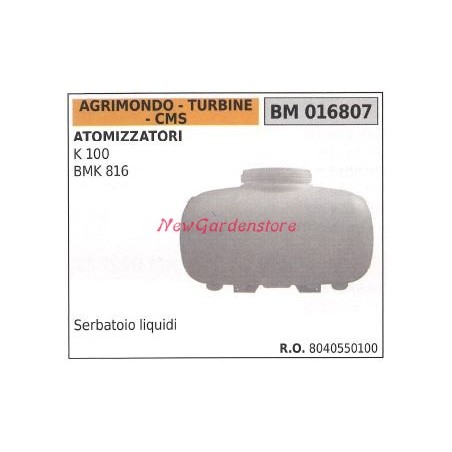 Serbatoio carburante AGRIMONDO motore atomizzatore K 100 BMK 816 016807 | Newgardenstore.eu