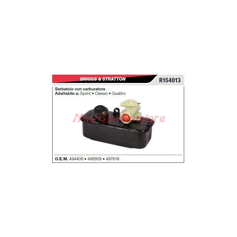 Réservoir avec carburateur B&S tondeuse tondeuse sprint tondeuse R154013