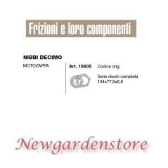 Serie dischi frizione completa motozappa 15605 NIBBI DECIMO 104x77,5x2,6 | Newgardenstore.eu