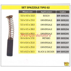 Set spazzole 2 pezzi tipo 02 BLACK 6 DECKER 9.5 x 6.3 x 16.5 mm 009199 | Newgardenstore.eu