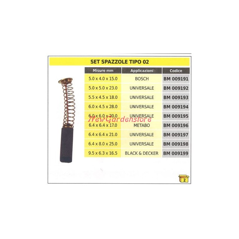 Juego de escobillas de 2 piezas tipo 02 universal 5,0 x 5,0 x 23,0 mm 009192