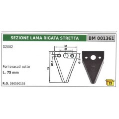 Narrow scoring blade section for D2002 motor mower