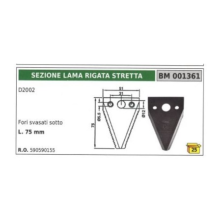 Section de lame à rainures étroites pour motofaucheuse D2002 | Newgardenstore.eu