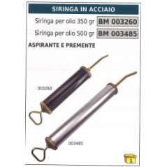 Siringa in acciaio per olio 350 gr aspirante e premente codice 003260 | Newgardenstore.eu