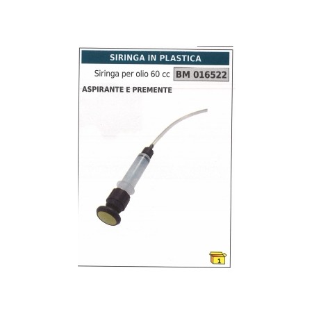 Plastic syringe for oil 60 cc suction and pressing code 016522 | Newgardenstore.eu