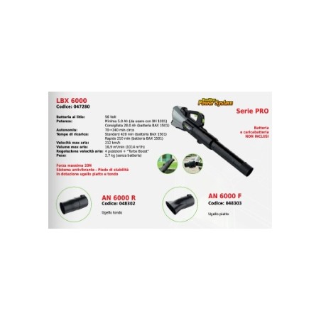 Soffiatore a batteria LBX 6000 EGO batteria e caricabatteria non inclusi | Newgardenstore.eu