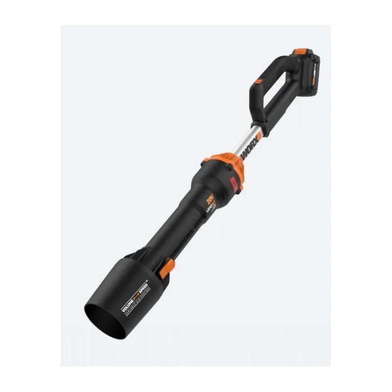 WORX WG543E cordless blower with 20 V 4.0 Ah battery and rapid charger