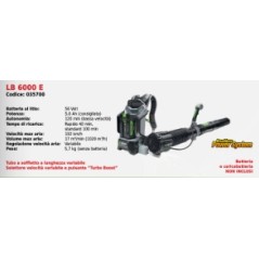 Battery-powered backpack blower EGO LB 6000 E without battery and charger | Newgardenstore.eu