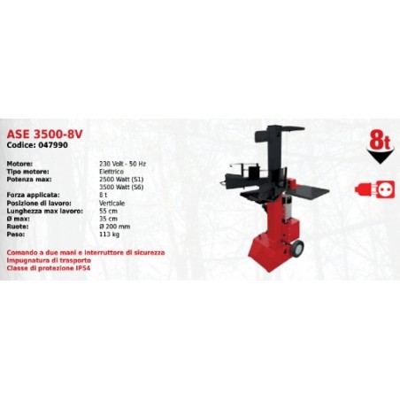 Spaccalegna elettrico verticale ATTILA ASE 3500-8V con motore 230 Volt | Newgardenstore.eu