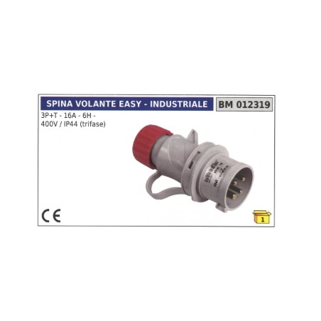 Industrial plug easy 3-pin+earth 16A - 6H - 400V three-phase 012319 | Newgardenstore.eu