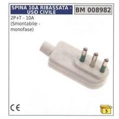 Spina ribassata uso civile 2 poli+terra-10A smontabile - monofase codice 008982 | Newgardenstore.eu