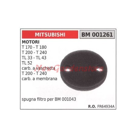 Filtro aire esponja MITSUBISHI motor 2 tiempos desbrozadora 001261 | Newgardenstore.eu