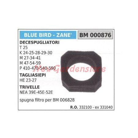 Spugna filtro BLUE BIRD per decespugliatore tagliasiepe trivella 000876 | Newgardenstore.eu