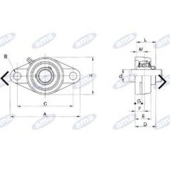 Soporte de brida con dos orificios UCFL 206 para tractor agrícola