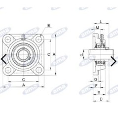 UCF 204 Soporte de brida cuadrada autoalineable para tractores agrícolas | Newgardenstore.eu