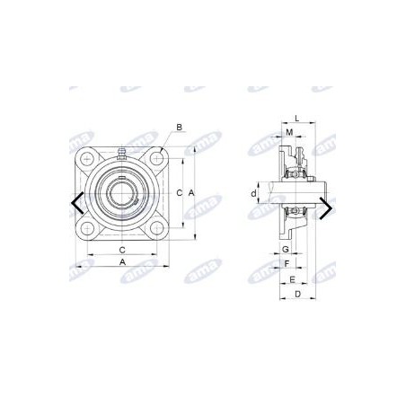 Soporte de brida cuadrada autoalineable UCF 205 para tractor agrícola