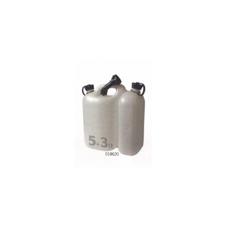 Tanica carburante e olio bianca doppio uso 5lt + 3lt tubo prolunga codice 018620 | Newgardenstore.eu